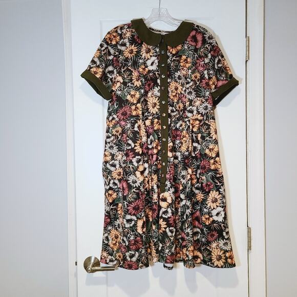 Eshakti Collared Button Front Swing Dress - Picture 1 of 6